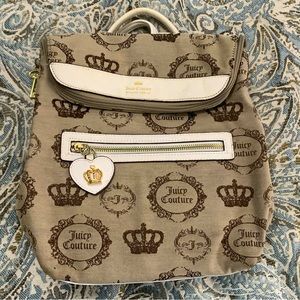 JUICY COUTURE LOGO MINI BACKPACK PURSE BAG BROWN WHITE. In Excellent Condition.
